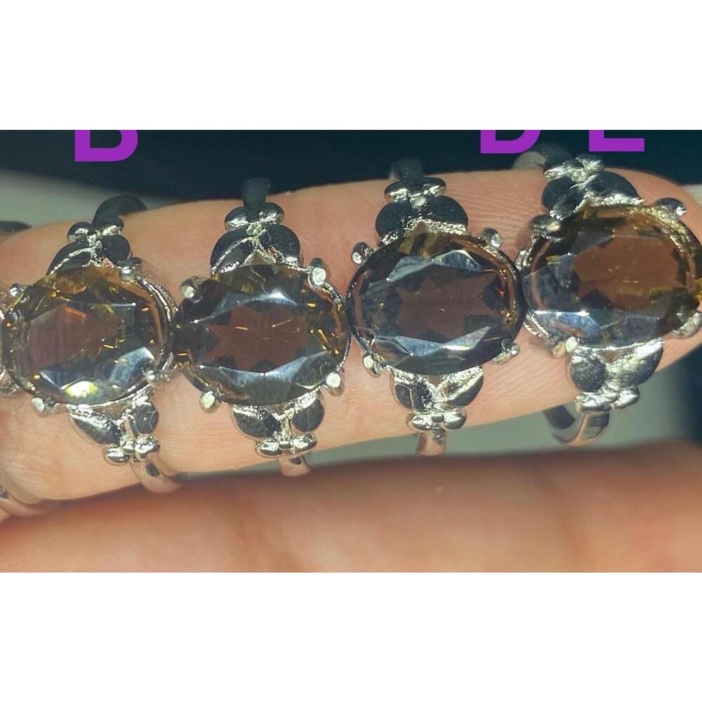 Faceted Smoky Quartz Adjustable Rings - Stainless Steel , Root Chakra